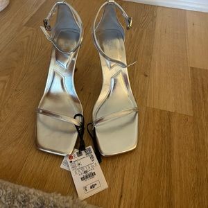 Zara Metallic Heeled Sandals